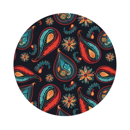 

Coaee Paisley1 Print Leather Coasters Set of 6 Non-Slip Washable Cup Coasters for Home Office Bar Round Shape