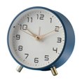 thumbnail image 1 of Reloj despertador de lujo nórdico, reloj de escritorio pequeño, silencioso, analógico, sin tictac, con números arábigos, reloj de mesa redondo con pilas for sala de estar, dormitorio, 1 of 7