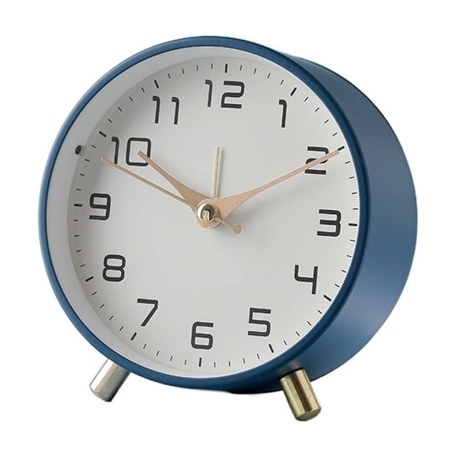 Reloj despertador de lujo nórdico, reloj de escritorio pequeño, silencioso, analógico, sin tictac, con números arábigos, reloj de mesa redondo con pilas for sala de estar, dormitorio