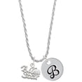 thumbnail image 1 of Delight Jewelry Silvertone All Star - Volleyball Silvertone Script Initial Disc - B - Charm Necklace, 20"+3", 1 of 4