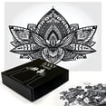 thumbnail image 2 of Ambesonne Yoga Jigsaw Puzzle Durable Cardboard, Lotus Flower Tattoo Art, 1000 pcs, Black and Grey, 2 of 5