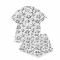 thumbnail image 3 of RUTAYY Women's Pajama Set Seashell Starfish Print Lapel Short Sleeve Open Front Top and Shorts 2 Piece Loungewear Black, 3 of 3