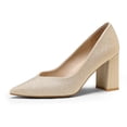 thumbnail image 1 of Dream Pairs Las mujeres de alta Chunky cerrado del dedo del pie Tacones puntiagudos del partido de la boda elegante deslizamiento en los zapatos de las bombas SDPU2229W Dream Pairs SDPU2229W, 1 of 4