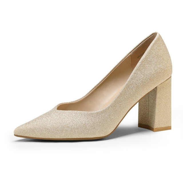Dream Pairs Las mujeres de alta Chunky cerrado del dedo del pie Tacones puntiagudos del partido de la boda elegante deslizamiento en los zapatos de las bombas SDPU2229W Dream Pairs SDPU2229W