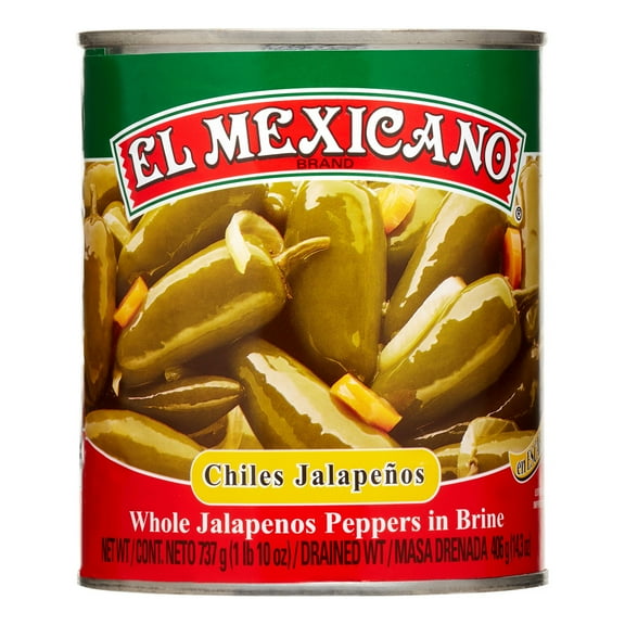 El Mexicano Whole Jalapeno Peppers, 27 oz Can