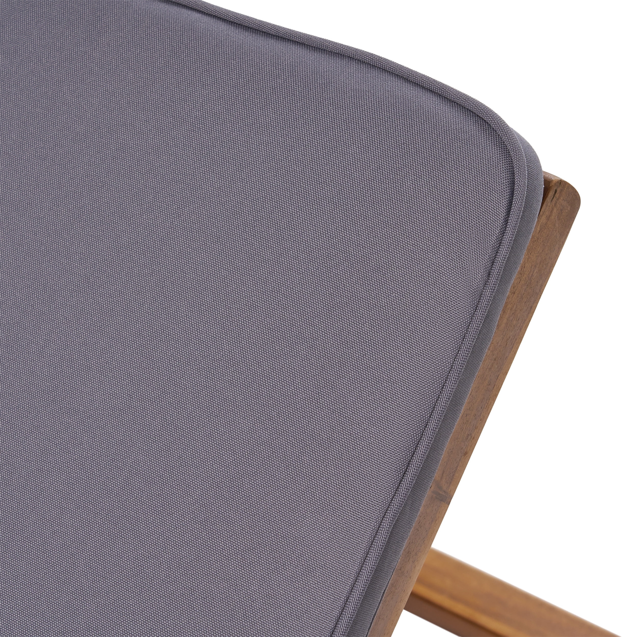 Maddison Outdoor Acacia Wood Chaise Lounge and Cushion Set, Teak and Dark Gray