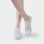 Yolanda Zula Woman Fashion Pure White Sneakers Casual Lace up Flat Shoes Low Top for Female
