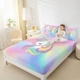 thumbnail image 4 of Homewish Magic Unicorn Animal Queen Sheet Sets, Dreamy Rainbow Print Flat and Fitted Sheet, Dreamy Fairy Tale Ultra Soft Bedroom Decor, 4pcs, 4 of 7