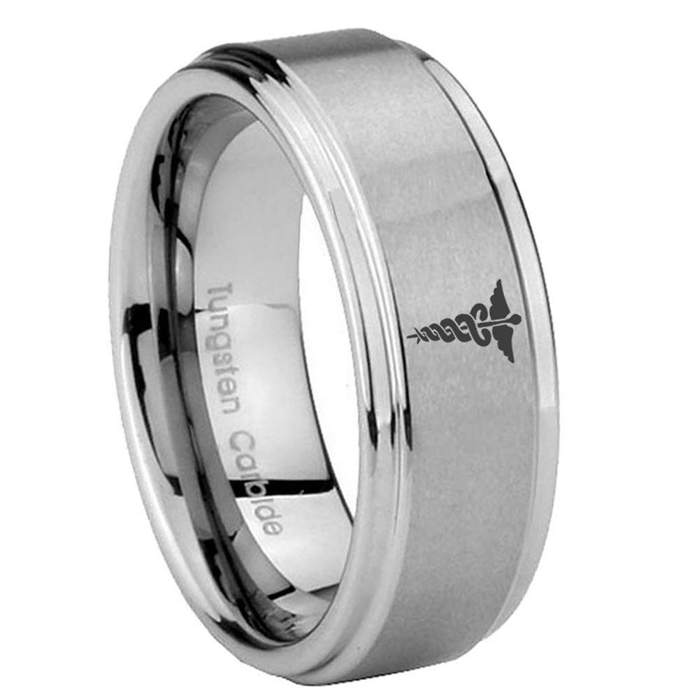 Details about   Free Engraving Tungsten Carbide Step Edge Brush Center Wedding Band Ring 