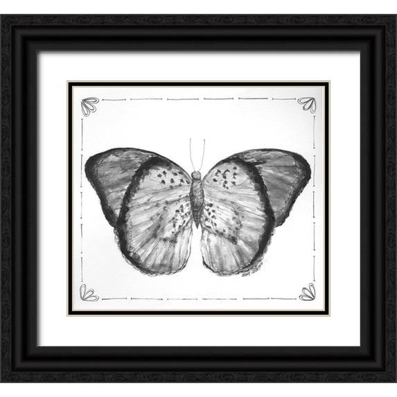 Shamp, Cindy 29x26 Black Ornate Wood Framed with Double Matting Museum Art Print Titled - Butterfly V