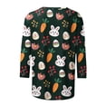 thumbnail image 5 of Happy Easter Shirts for Women 3/4 Sleeve Round Neck Easter Eggs Bunny Print T-Shirts 2025 Trendy Tee Tops Green,XL, 5 of 6