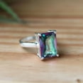 thumbnail image 5 of Mystic Topaz Ring, 925 Silver Ring, Rainbow Gemstone Ring, Emerald Cut Ring, Iridescent Crystal Ring, Prism Ring, Cocktail Ring, Boho Ring, 5 of 5