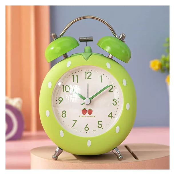 Despertador Doble Campana Hogar Escritorio Despertador Escritorio Mesa Reloj Analógico Silencioso con Luz Nocturna