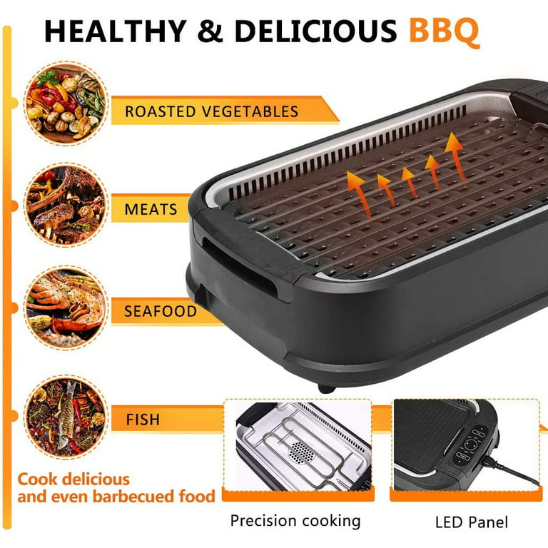 1500W Indoor Smokeless Grill-Electric Grill with Tempered Glass Lid,  Removable 2