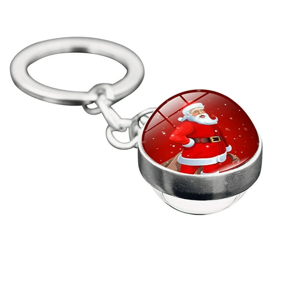 Llaveros para mujer, llavero de billetera, llavero de auto, llavero lindo, llavero navideño, llavero de vidrio de doble cara, llavero de aleación con adorno.