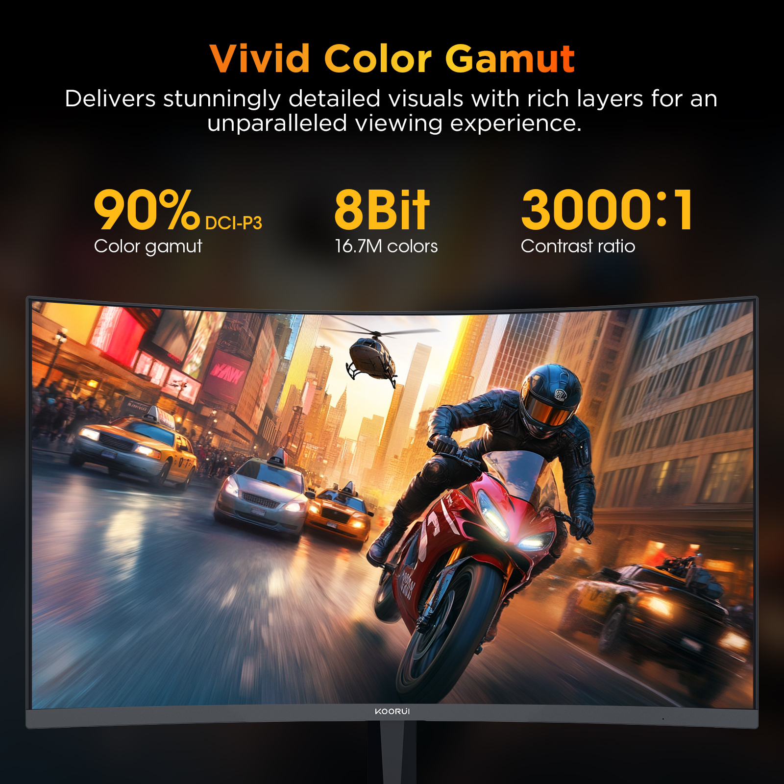 KOORUI 25 inch Curved Gaming Monitor, 240Hz, 1080p photo 7
