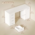 thumbnail image 3 of HOMCOM140 cm Computer Desk with Drawers and Cabinet, White Wood Grain, 3 of 10