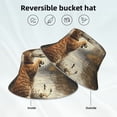 thumbnail image 3 of Reflective Bucket Hat Sun Hats Outdoor Travel Beach Packable Cap , Cat Fishing Vintage, 3 of 5