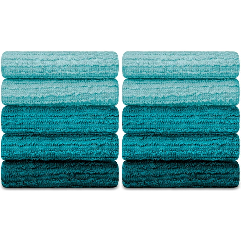 DecorRack 10 Pack Kitchen Dish Towels, 100% Cotton, 12 x 12 Inch Dish  Cloths, Turquoise (Pack of 10)