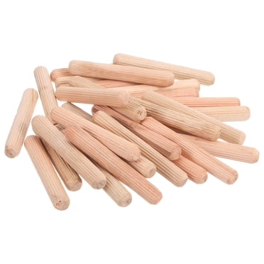 100 Pieces 3/8 X 1-1/4 Inch Wooden Dowel Pins - Grooved & Fluted For Better Glue Grip - Free Shipping