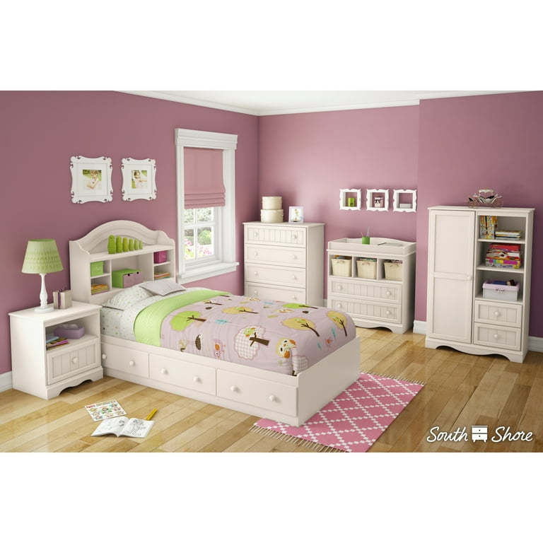 South Shore Savannah Mates Bed Color White Finish Pure White Size Twin Type With 3 Drawers