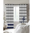 thumbnail image 3 of Anchor Gray Blackout Curtains 63 Inches Long for Bedroom, Modern Navy Blue White Striped Nautical Thermal Insulated Room Darkening Black Out Window Curtain Panels Grommet Drapes for Living Room, 3 of 8