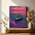 thumbnail image 6 of Minimal Lone Boat Sunset Canvas Print, Tripline Landscape Art, Multi-Room Cafe Hotel Bathroom Wall Decor, 6 of 8