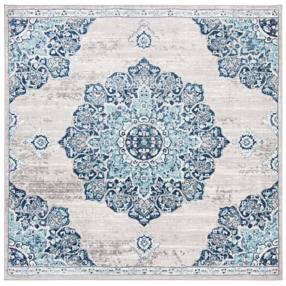 SAFAVIEH Brentwood Cantor Oriental Area Rug, Navy/Light Gray, 6'7" x 6'7" Square
