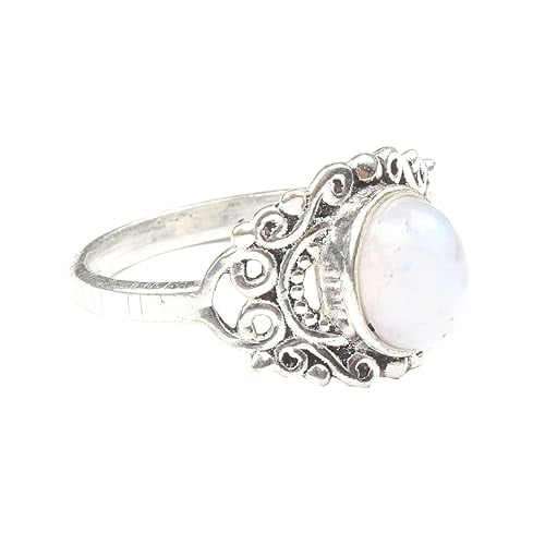 Moonstone Ring, Silver Plated Rings, Handmade Rings, White Rings, Birthstone Ring, Statement Rings, Stacking Statement Band Minimalist Finger Ring Ring (7)