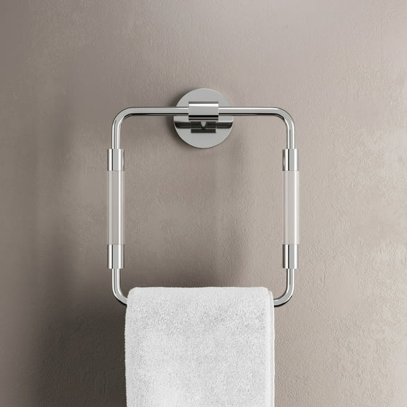 Verre Acrylic Square Towel Ring in Chrome