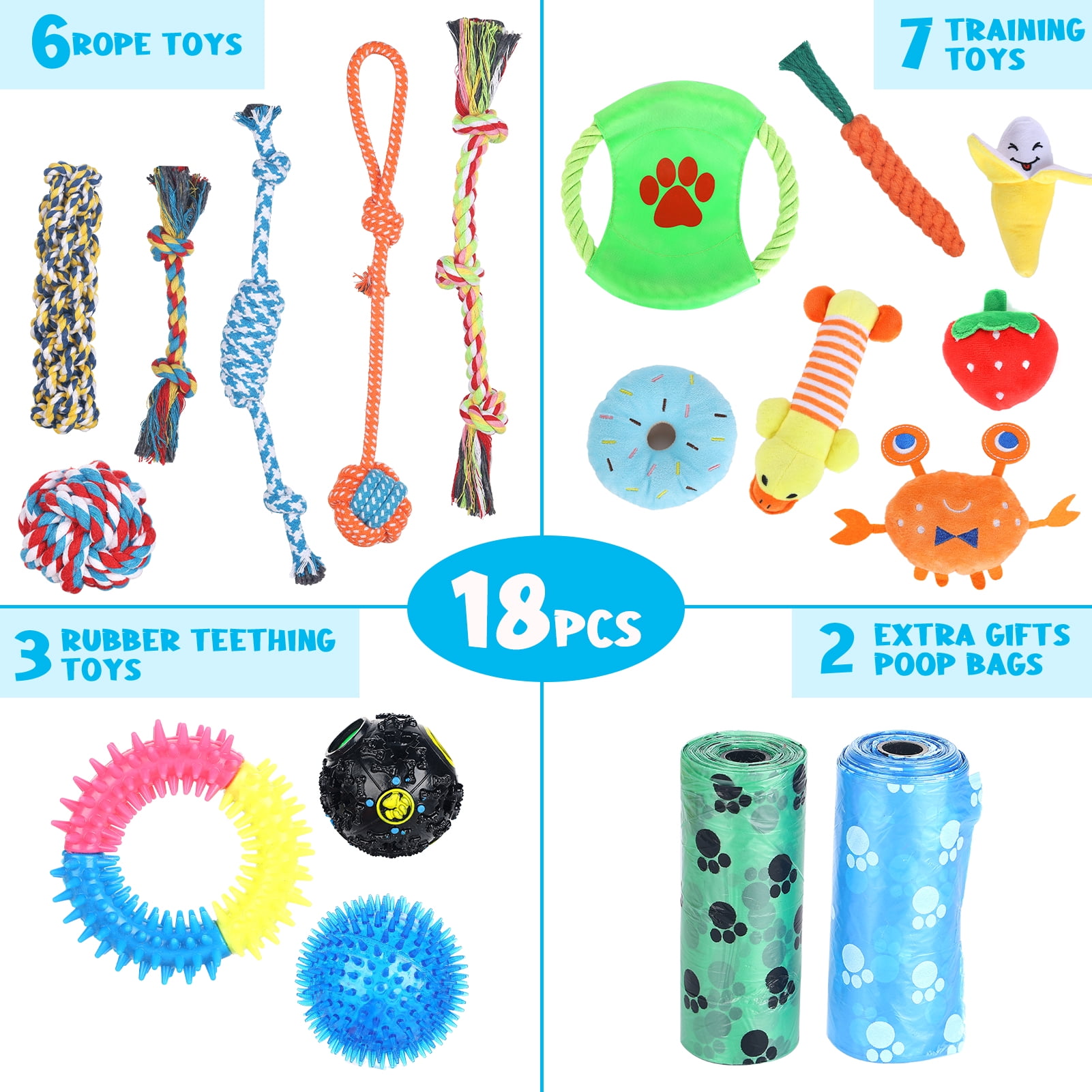 6 Pcs/pack Pet Ring Tearribles Pull Apart Dog Toy Puppy Chew Toys Puppies