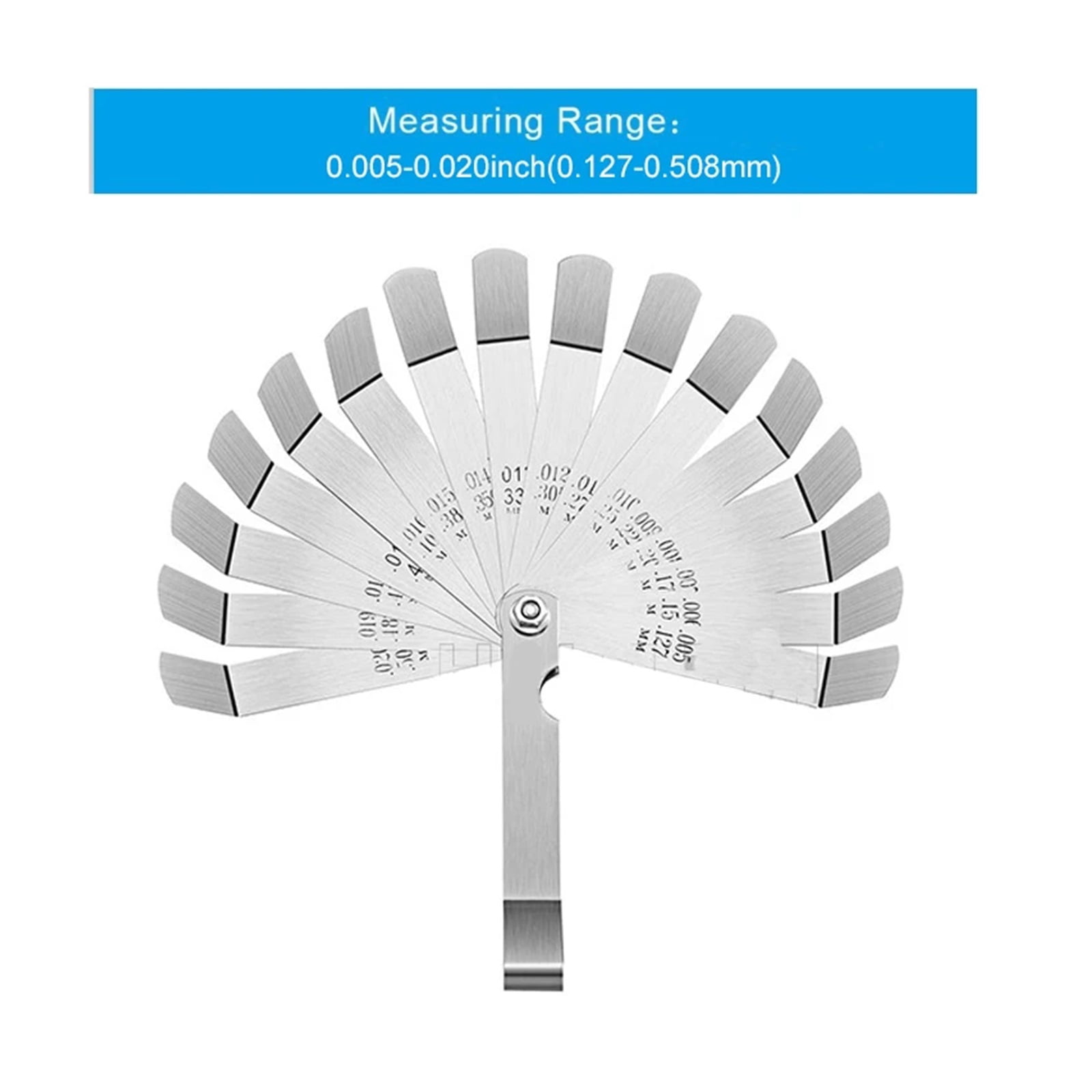 16 Blades Curved Feeler Gauge 0.127 to 0.508mm 32 Blades Feeler Gauge Stainless Steel Metric In 0.04-0.88mm ,Easy Identification
