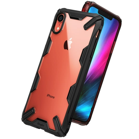 Ringke Fusion-X Case Compatible with iPhone XR, Transparent Hard Back Shockproof Advanced Bumper Cover - Black