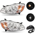 thumbnail image 6 of SCITOO55055170AE CH2502122 Fit For Toyota Corolla 2003 2004 2005 2006 2007 2008 Headlamp in Chrome Housing Amber Reflector Clear Lens, 6 of 6