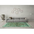 thumbnail image 3 of Ahgly Company Machine Washable Indoor Square Animal Turquoise Blue Traditional Area Rugs, 4' Square, 3 of 4