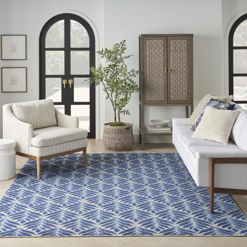 Nourison Aloha Indoor/Outdoor Blue 7' x 10' Area Rug, (7x10)