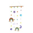 thumbnail image 4 of PENGXIANG Clouds Macrame Woven Tapestry Wall Hanging Photo Prop Rainbow Pom-Pom Tapestry, 4 of 5