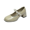 thumbnail image 2 of Lufly Small Fragrant Style Round-toe Pearl French Retro Mary Shoes For Women Flat Shallow Mouth Gentle Patent Leather Spring, 2 of 7