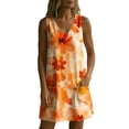 thumbnail image 6 of QUNYINEY Beach Sun Dresses for Women Mini Floral Sleeveless A Line Tank Dress Casual with Pockets V Neck Loose Fit Dresses, 6 of 7