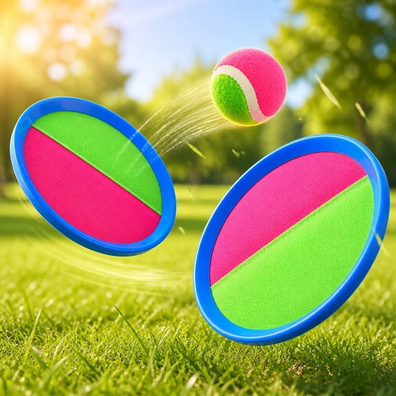 MODANU Ball and Catch Game Outdoor Game Toss and Catch Ball Set Backyard Games Beach Games, 2 Paddles, 1 Balls(Blue)