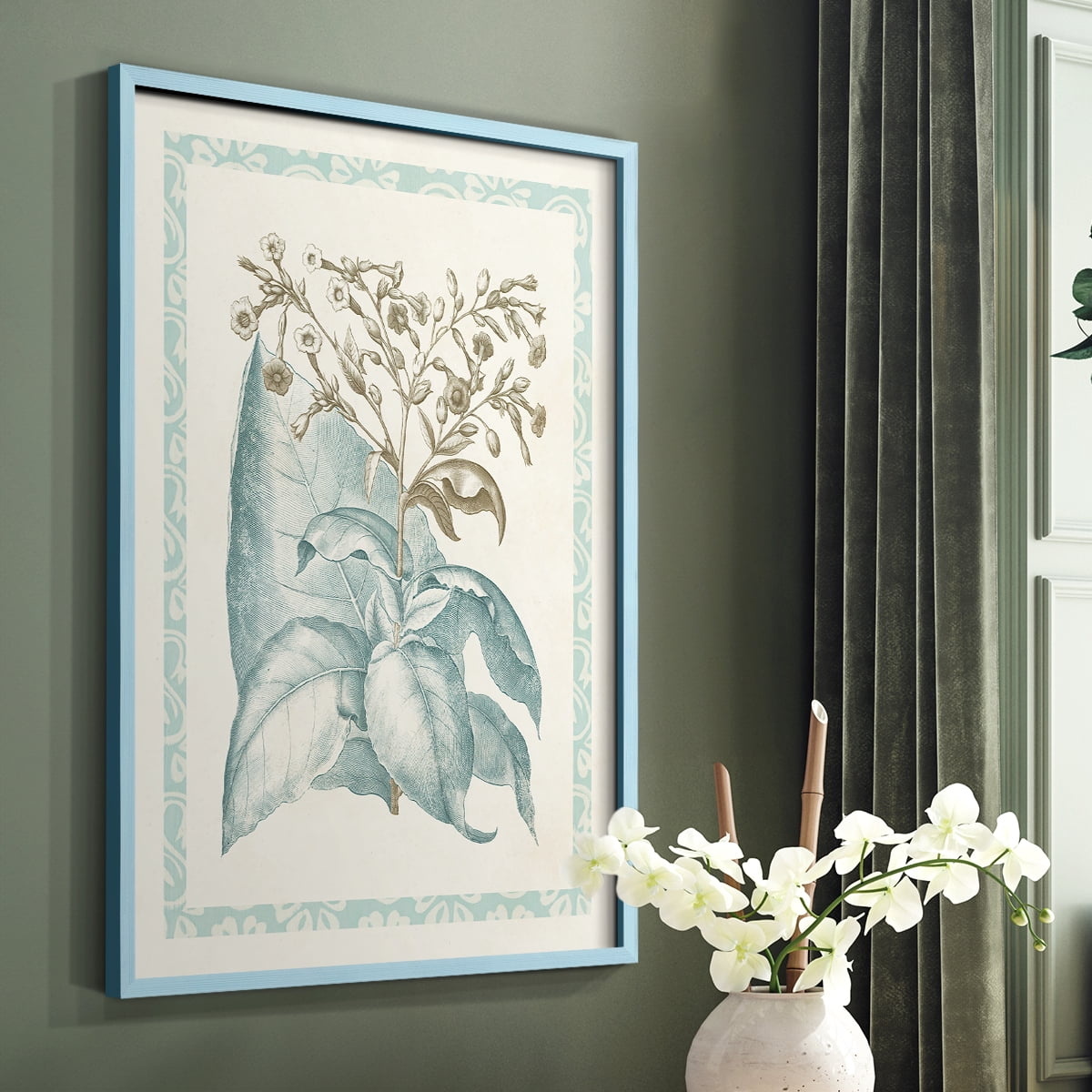 Willow Blue Besler I Framed Print - Solid Wood in Single Picture Frame Solid Wood 2 Framed Print
