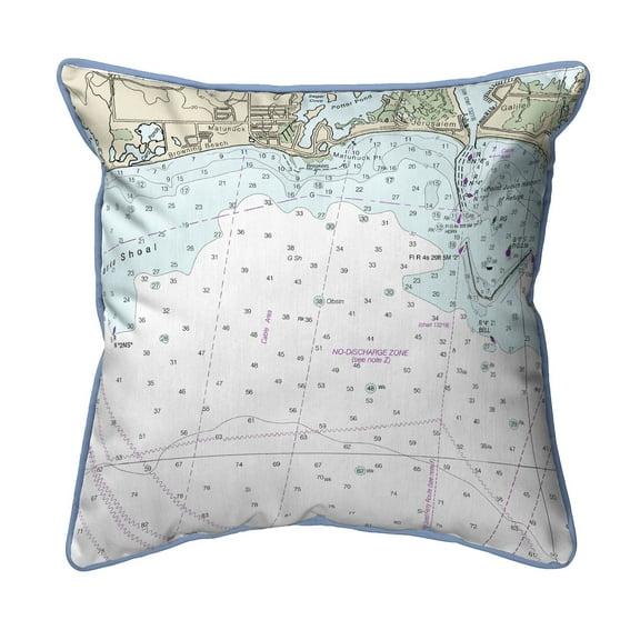 Betsy Drake HJ13215D 18 x 18 in. Block Island Sound - Matunuck, RI Nautical Map Large Corded Indoor & Outdoor Pillow
