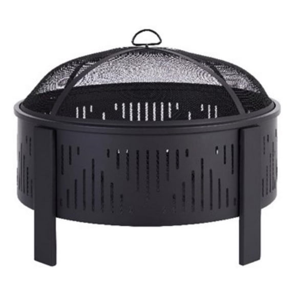 Living Accents Steel Round Propane Fire Pit Black 29"