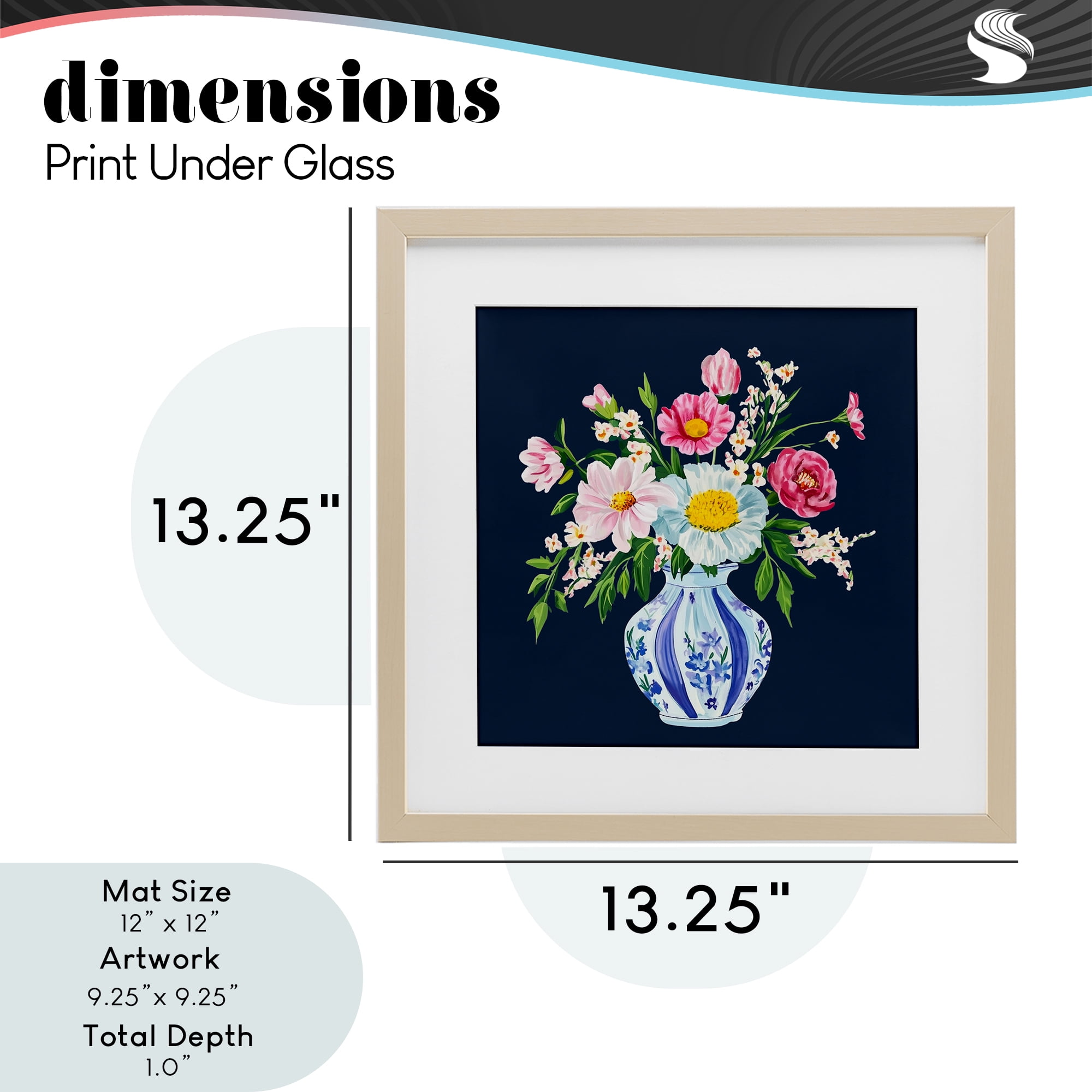 Spring Chinoiserie Vase Birch Framed Print Under Glass, design by Yen