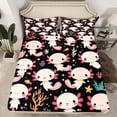 thumbnail image 2 of Homewish Kawaii Pink Axolotl Queen Sheet Sets,Cartoon Ocean Animal Flat Sheet,Watercolor Sealife Coral Queen Fitted Sheet For Teens,Super Cozy Room Decor,4-Piece, 2 of 7