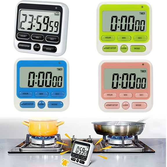 4PCS Digital Kitchen Timer Clock Kitchen Timer with Large LCD Display, Simultaneous Countdown Pocket Timer