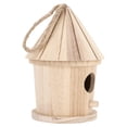 thumbnail image 3 of Birdhouse Nesting Box Wooden Bird House DIY Natural Wooden Round Shaped Hanging Bird For Outdoor Garden, 3 of 8