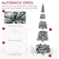 thumbnail image 6 of 9ft Flocked Pencil Christmas Tree, Snow-Covered Artificial Xmas Tree with Full Branch Tips, Automatic Open, Indoor Holiday Decoration, Green, 6 of 10
