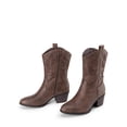 thumbnail image 3 of Botas DREAM PAIRS Cowboy Bordadas Marrón de Media Caña Talla 9.5, 3 of 7