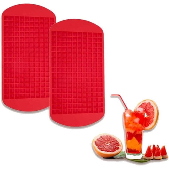 Tiny Cavity Silicone Ice Cube Tray (2 pack) - Small Mold for Freezer, Cocktails - Stackable, BPA & Odor Free (Red